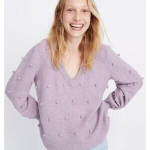 Madewell Bobble Dashwood V-Neck Sweater lavender size medium